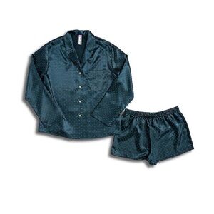 Elegant Satin Pajama Set in Dark Green